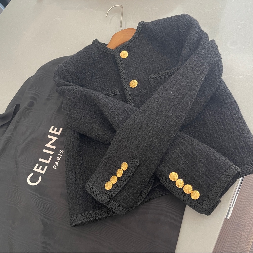 Celine Classic Black Jacket with Gold Buttons